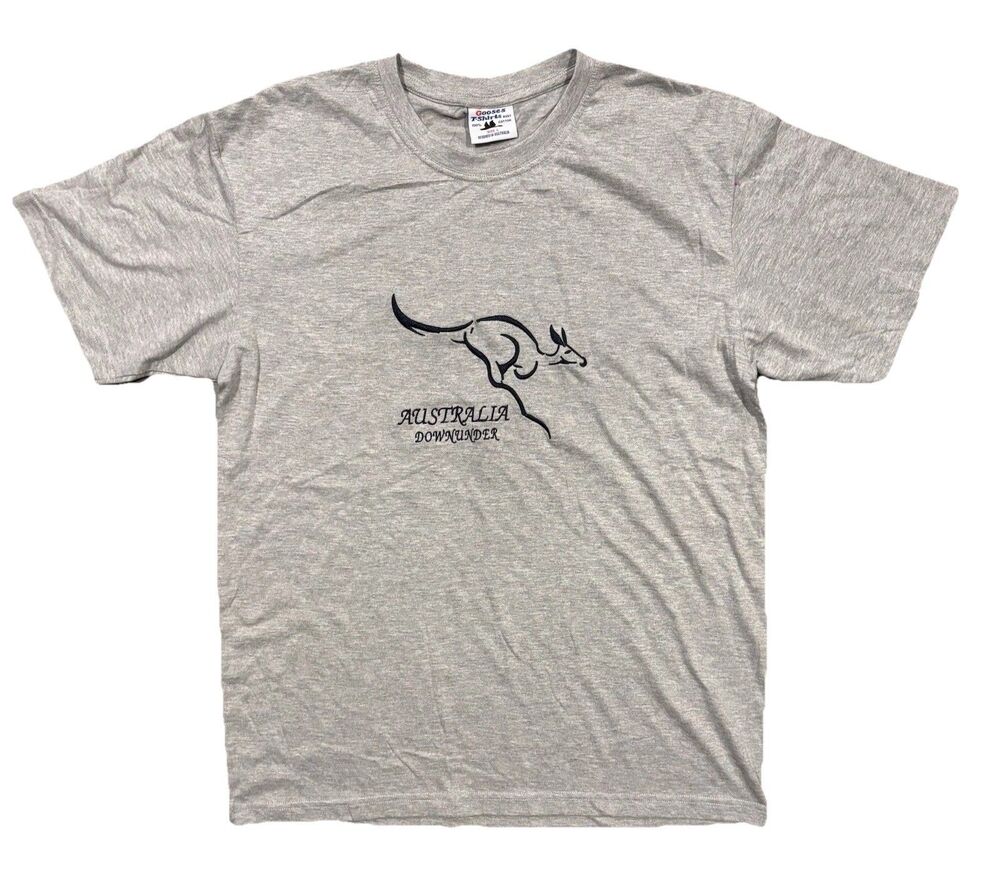 Gooses T-Shirt Men’s Large Gray Kangaroo Short Sleeve Australia Down Under